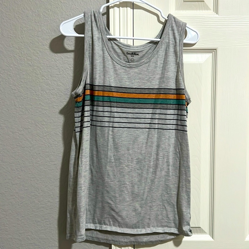 Goodfellow men’s size medium gray‎ tank with stripes